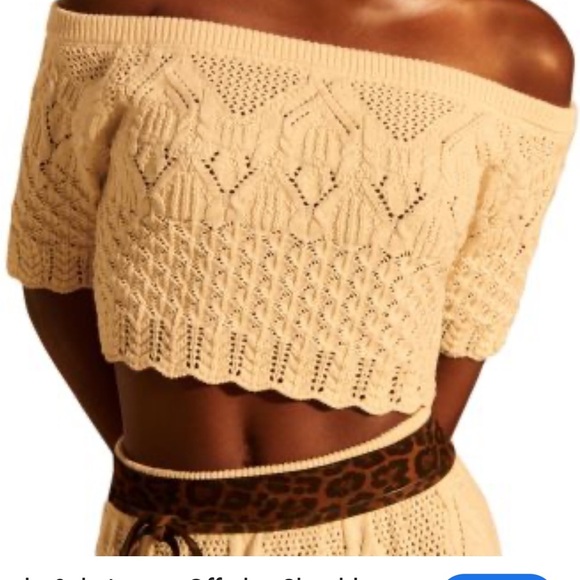 Ba&sh Paris 100% cotton Jensen Cropped knit Sweater in cream NEW - Picture 4 of 10